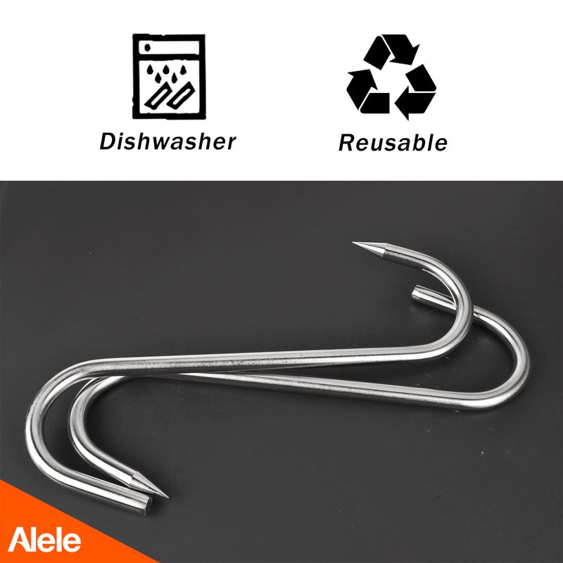 Alele 10" Meat Hook 10mm Heavy Duty Stainless Steel Butcher Hooks for Hanging Beef (10inch 10mm 4p) - Image 4